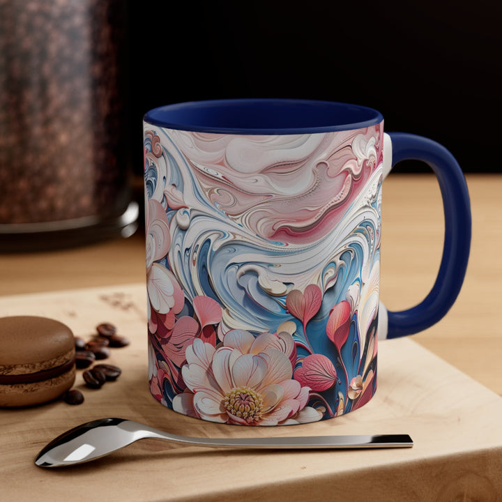 Floral Marble Whirls - Accent Coffee Mug - Mug - g(0D·IO) - Pink - 11oz -