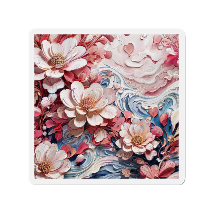 Floral Marble Whirls - Die-cut Magnet - Home Decor - g(0D·IO) - 2" x 2" - Die-Cut - 1 pc