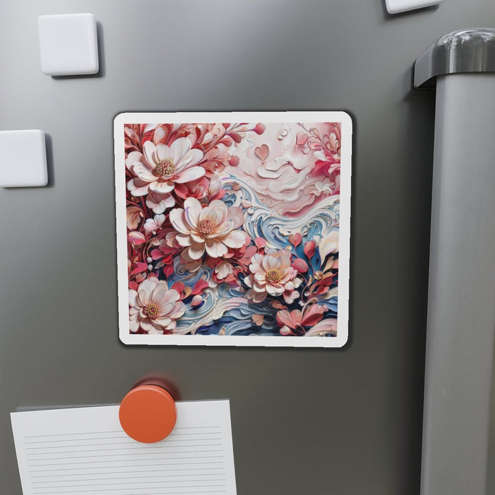 Floral Marble Whirls - Die-cut Magnet - Home Decor - g(0D·IO) - 6 × 6" - Die-Cut - 1 pc