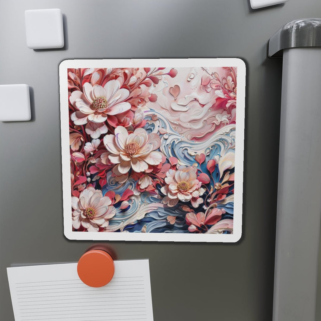 Floral Marble Whirls - Die-cut Magnet - Home Decor - g(0D·IO) - 6 × 6" - Die-Cut - 1 pc