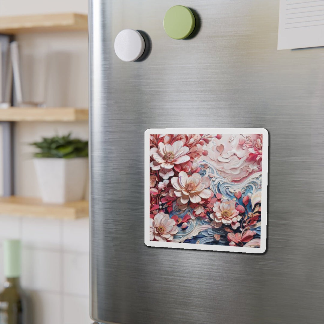 Floral Marble Whirls - Die-cut Magnet - Home Decor - g(0D·IO) - 6 × 6" - Die-Cut - 1 pc