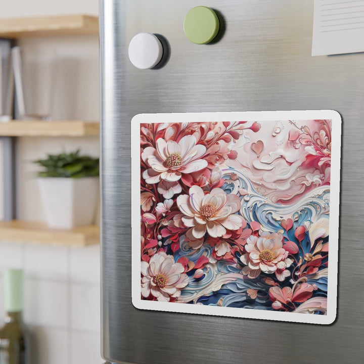 Floral Marble Whirls - Die-cut Magnet - Home Decor - g(0D·IO) - 6 × 6" - Die-Cut - 1 pc