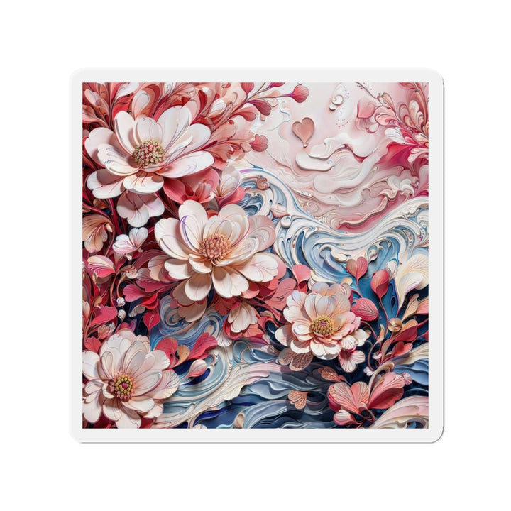 Floral Marble Whirls - Die-cut Magnet - Home Decor - g(0D·IO) - 6 × 6" - Die-Cut - 1 pc