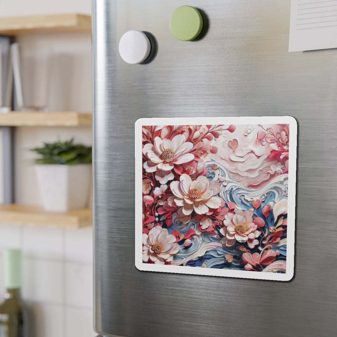 Floral Marble Whirls - Die-cut Magnet - Home Decor - g(0D·IO) - 6 × 6" - Die-Cut - 1 pc