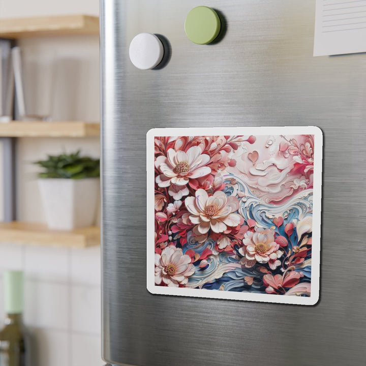 Floral Marble Whirls - Die-cut Magnet - Home Decor - g(0D·IO) - 6 × 6" - Die-Cut - 1 pc