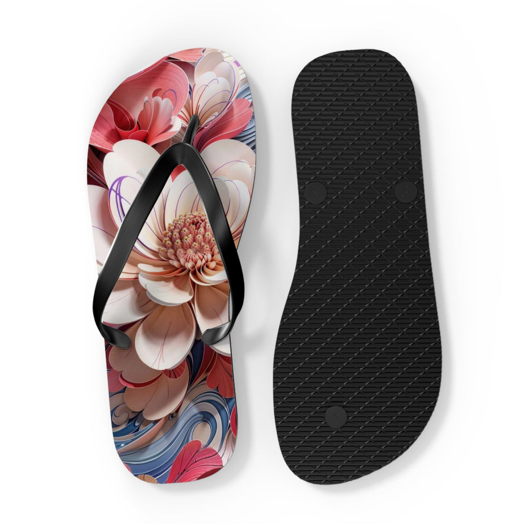 Floral Marble Whirls - Flip Flops - Shoes - g(0D·IO) - XL - Black sole -