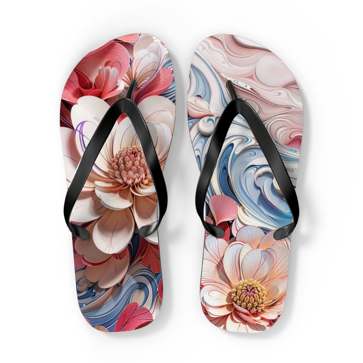 Floral Marble Whirls - Flip Flops - Shoes - g(0D·IO) - XL - Black sole -