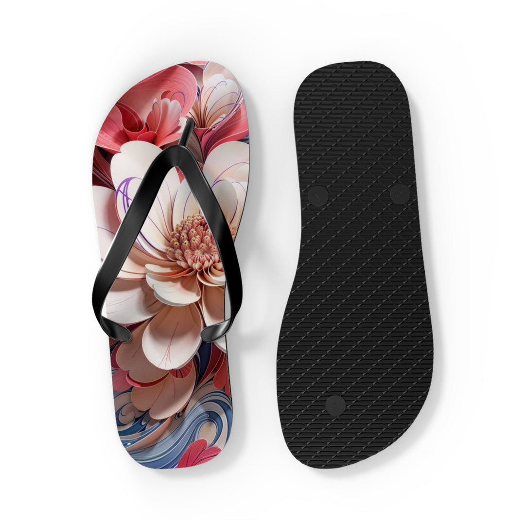 Floral Marble Whirls - Flip Flops - Shoes - g(0D·IO) - XL - Black sole -