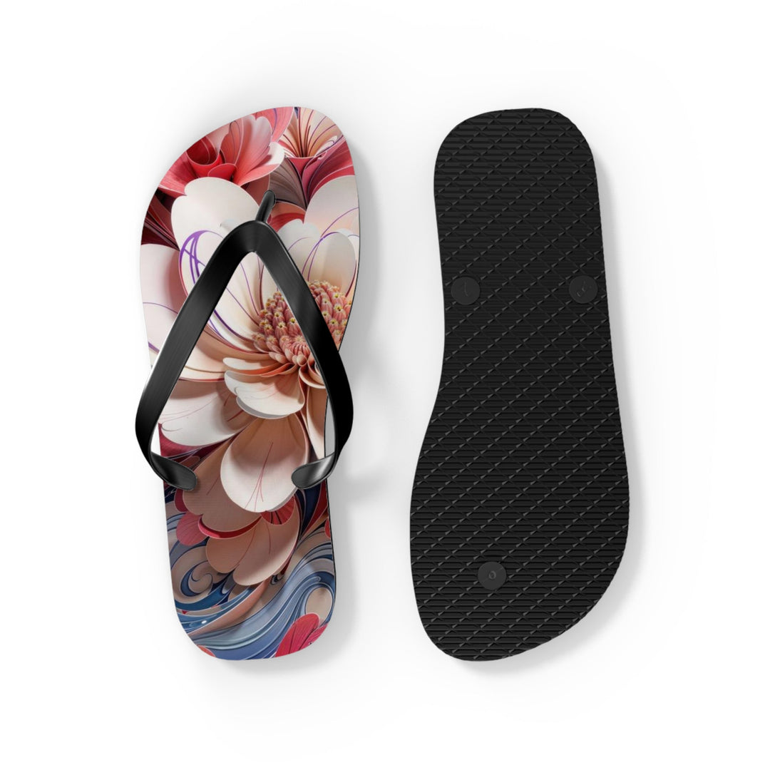 Floral Marble Whirls - Flip Flops - Shoes - g(0D·IO) - XL - Black sole -