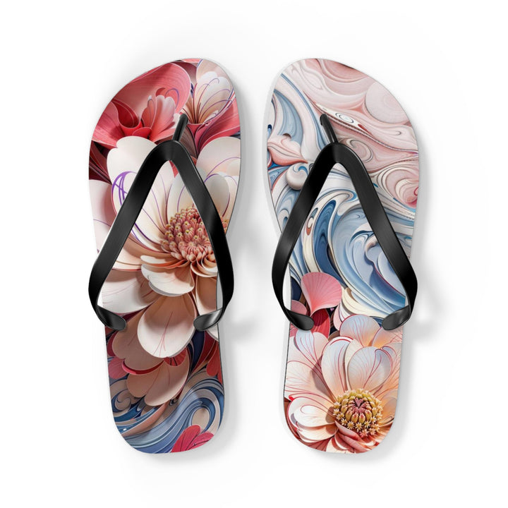 Floral Marble Whirls - Flip Flops - Shoes - g(0D·IO) - L - Black sole -