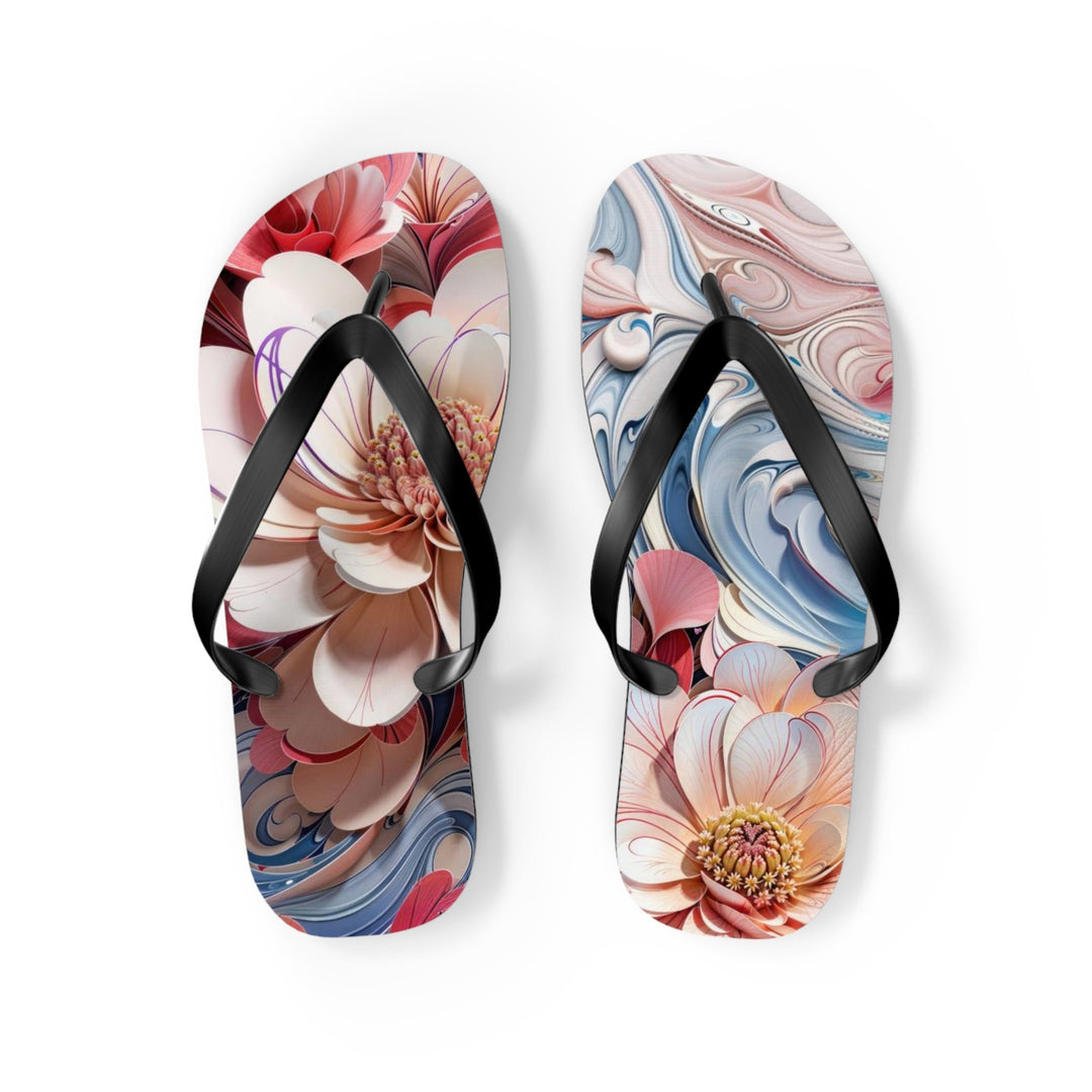 Floral Marble Whirls - Flip Flops - Shoes - g(0D·IO) - M - Black sole -