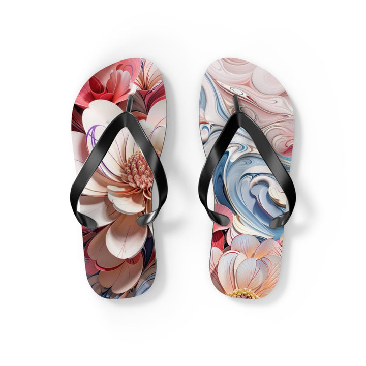 Floral Marble Whirls - Flip Flops - Shoes - g(0D·IO) - S - Black sole -