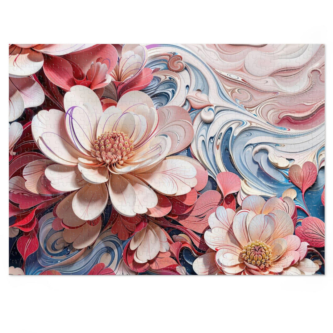 Floral Marble Whirls - Jigsaw Puzzle (100, 252, 500, 1000 pieces) - Puzzle - g(0D·IO) - 20.5" × 15" (500 pcs) - -