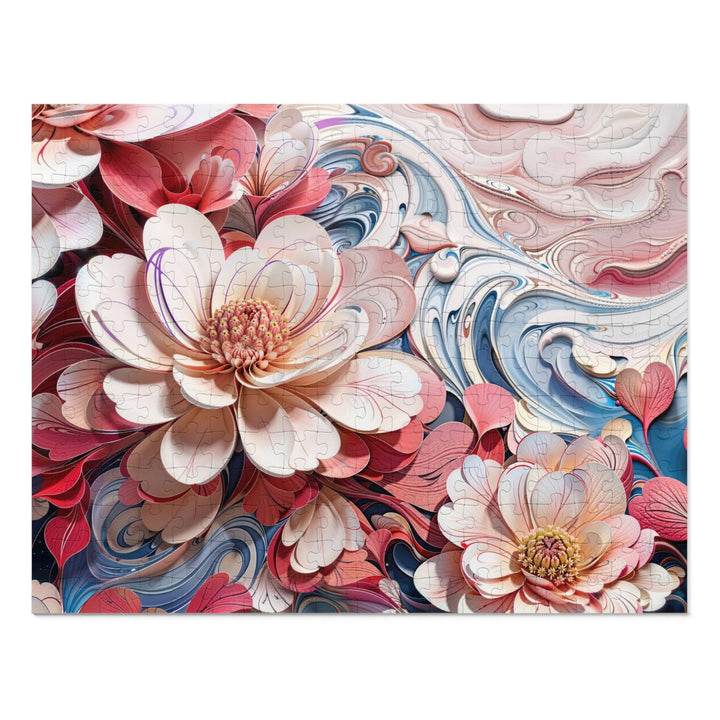 Floral Marble Whirls - Jigsaw Puzzle (100, 252, 500, 1000 pieces) - Puzzle - g(0D·IO) - 14" × 11" (252 pcs) - -