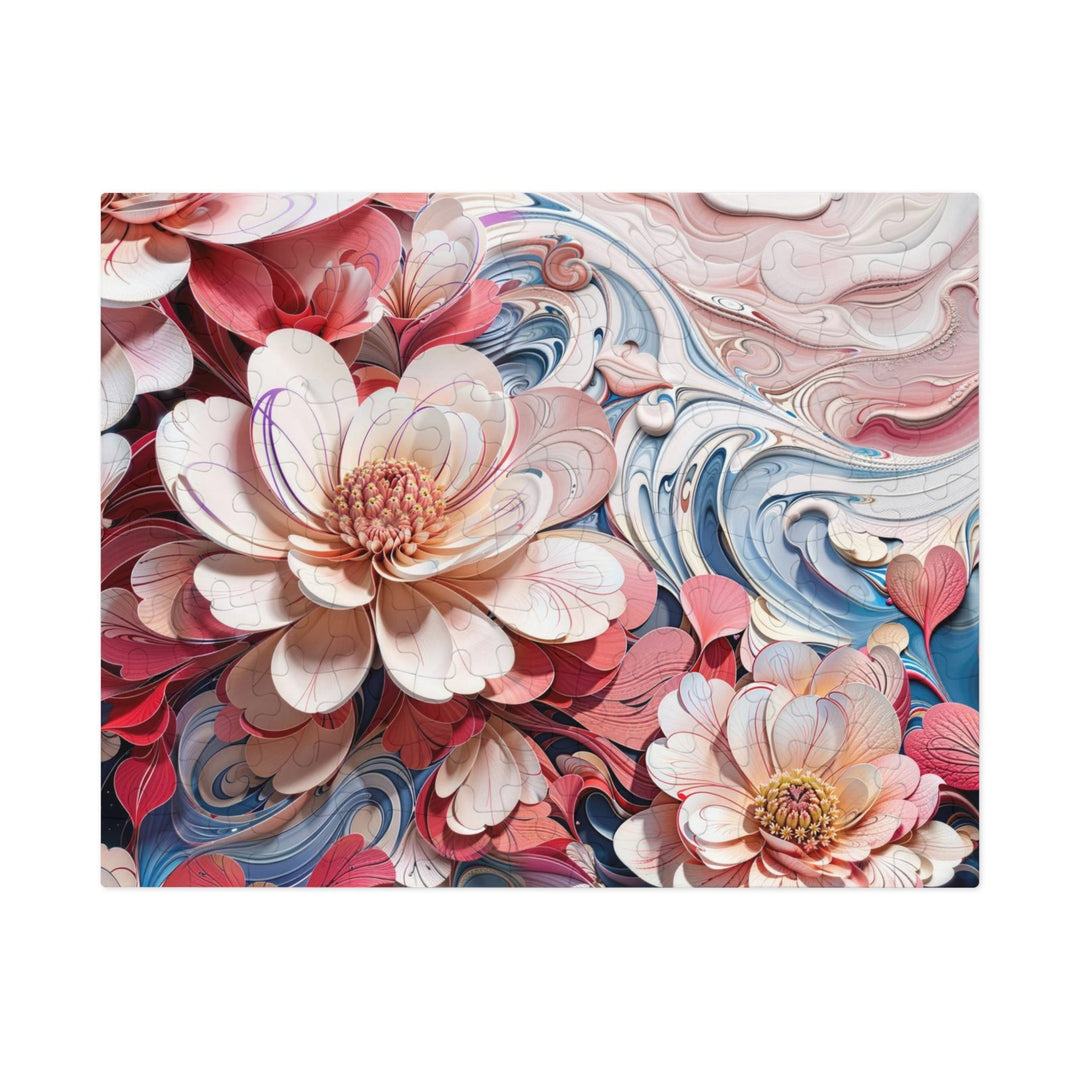 Floral Marble Whirls - Jigsaw Puzzle (100, 252, 500, 1000 pieces) - Puzzle - g(0D·IO) - 9.6" × 8" (110 pcs) - -