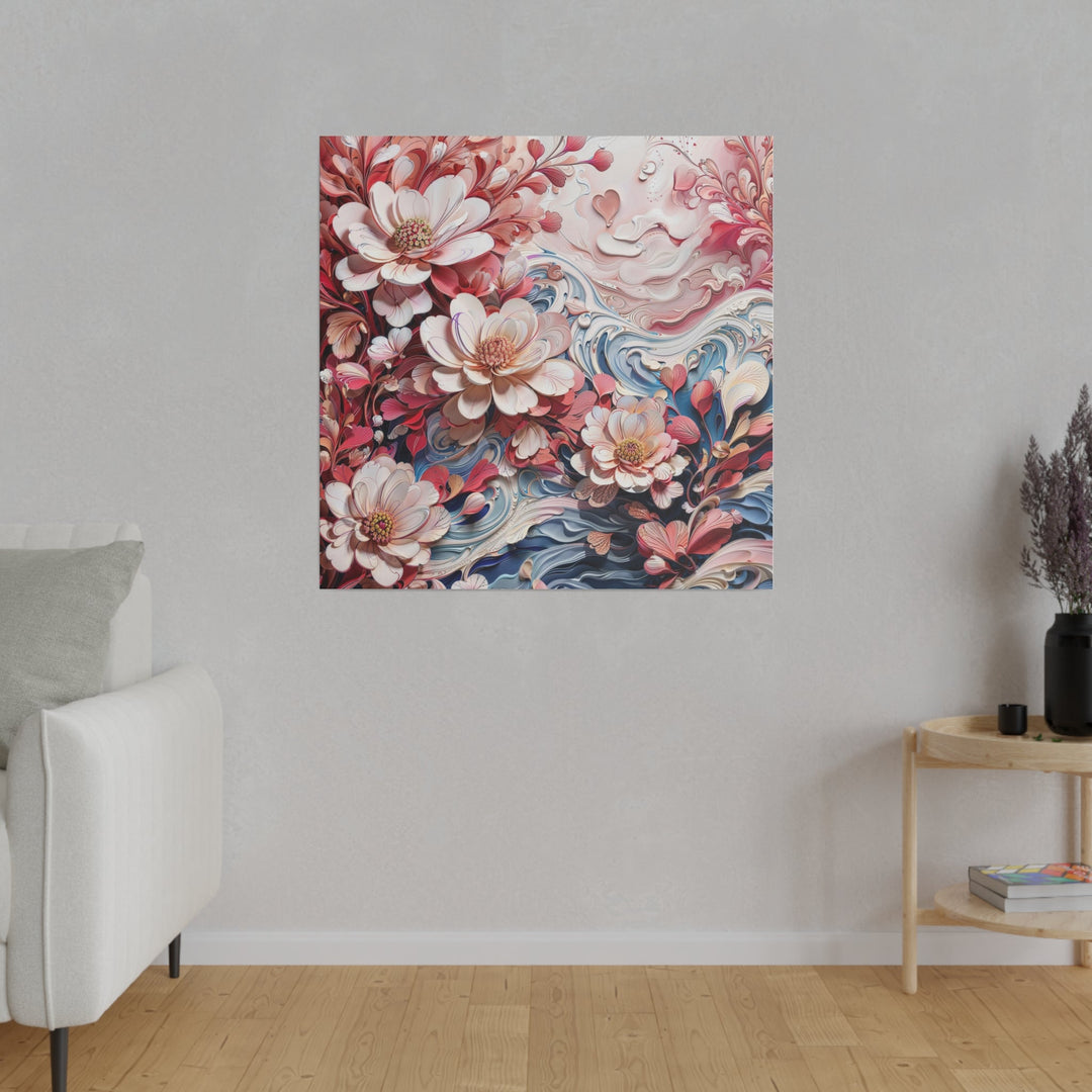 Floral Marble Whirls - Matte Canvas - Canvas - g(0D·IO) - 32" x 32" (Square) - 0.75'' -