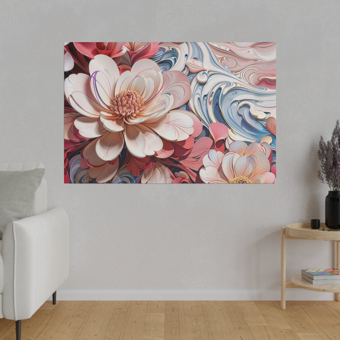 Floral Marble Whirls - Matte Canvas - Canvas - g(0D·IO) - 32" x 32" (Square) - 0.75'' -