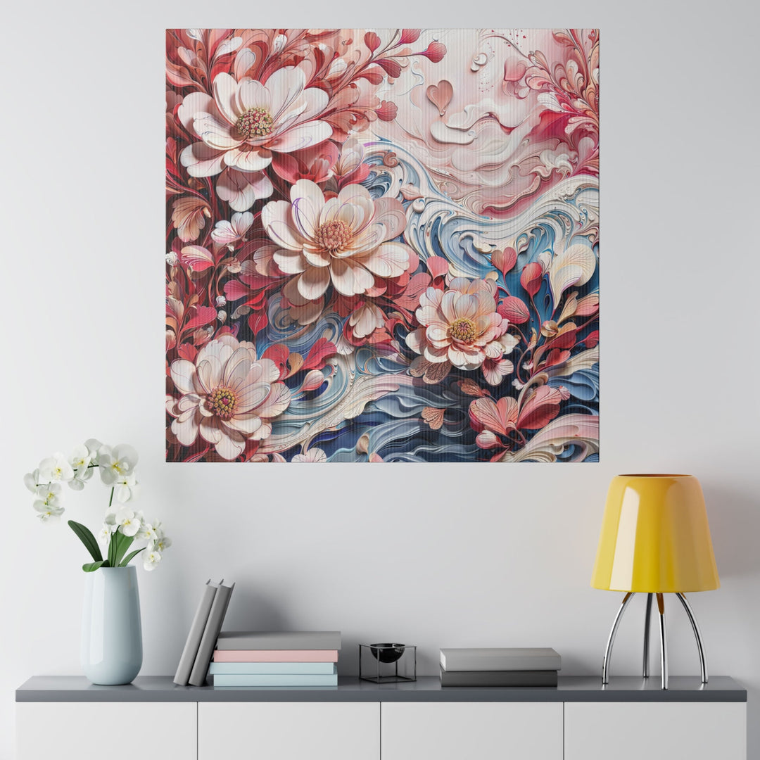 Floral Marble Whirls - Matte Canvas - Canvas - g(0D·IO) - 32" x 32" (Square) - 0.75'' -