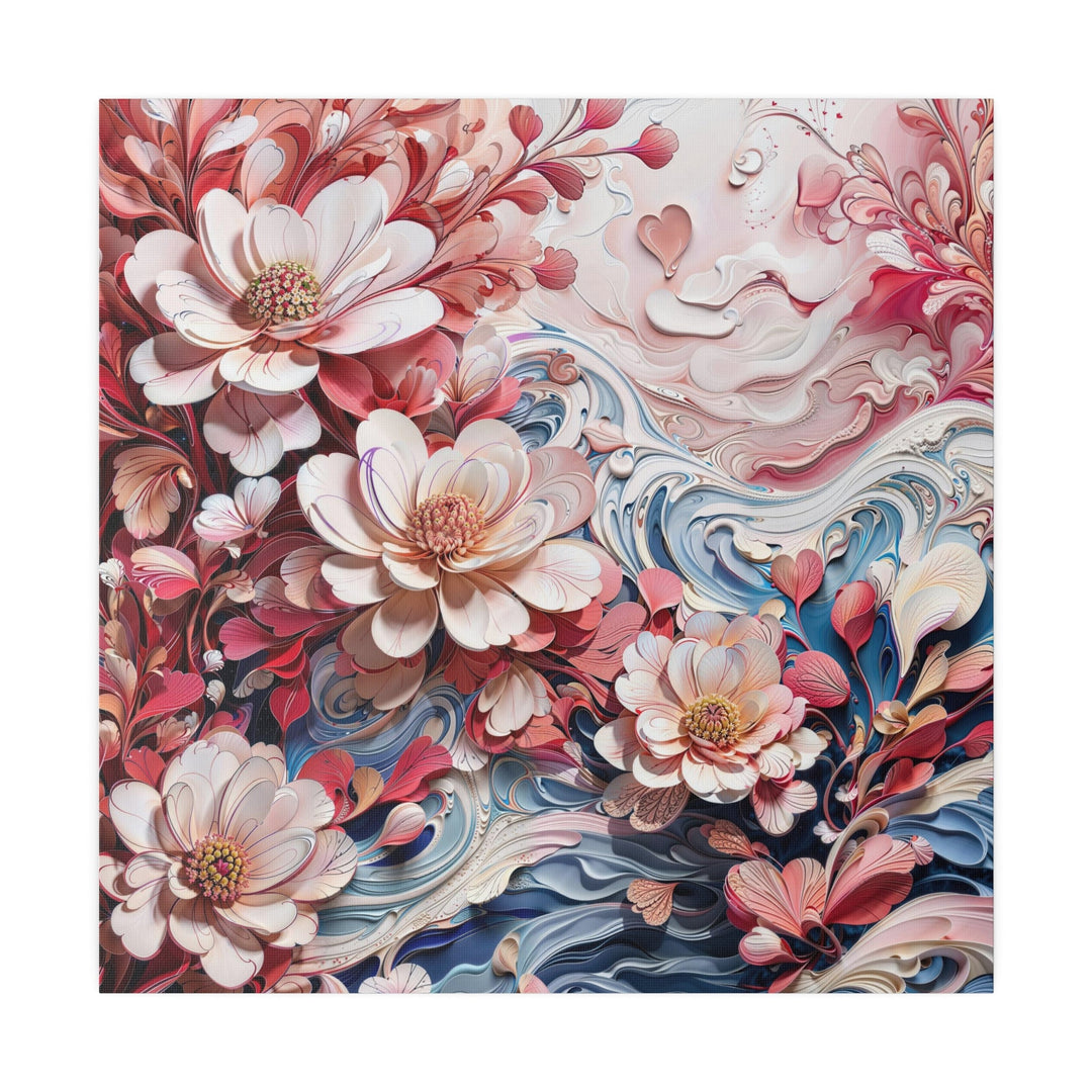 Floral Marble Whirls - Matte Canvas - Canvas - g(0D·IO) - 32" x 32" (Square) - 0.75'' -