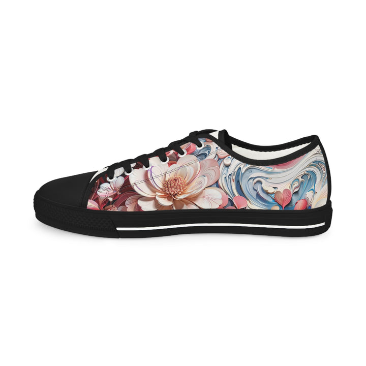 Floral Marble Whirls - Men's Lowtop Sneakers - Shoes - g(0D·IO) - US 5 - Black sole -