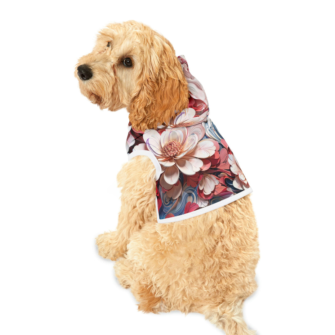 Floral Marble Whirls - Pet Hoodie - Pets - g(0D·IO) - XXS - Black Rib -