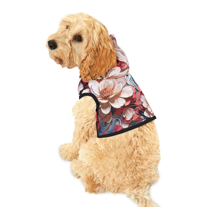 Floral Marble Whirls - Pet Hoodie - Pets - g(0D·IO) - XXS - Black Rib -