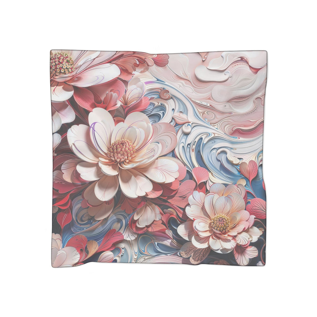 Floral Marble Whirls - Poly Scarf - Accessories - g(0D·IO) - Poly voile - 25" × 25" -