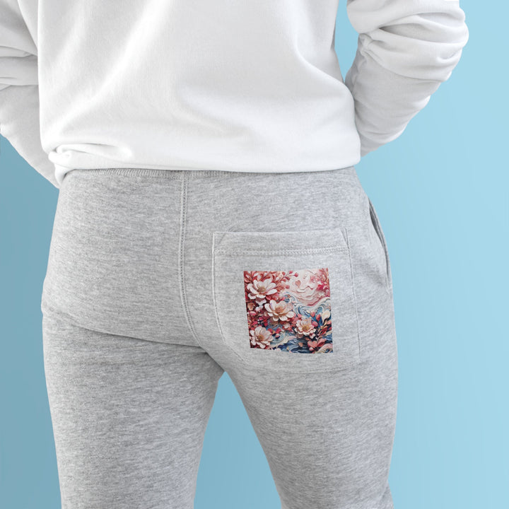 Floral Marble Whirls - Premium Fleece Joggers - Trousers - g(0D·IO) - Charcoal Heather - M -