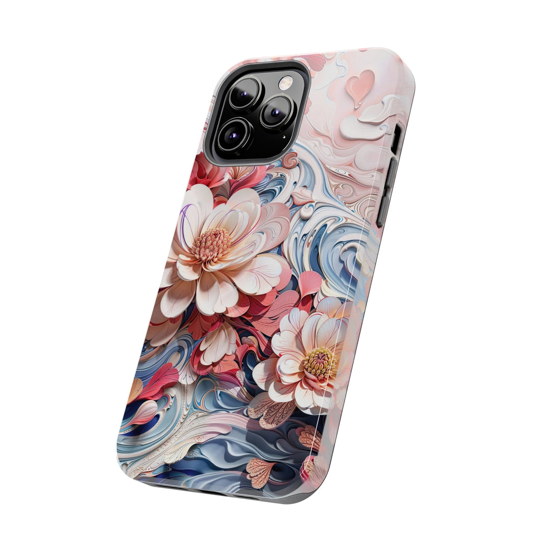 Floral Marble Whirls - Tough Phone Case - Phone Case - g(0D·IO) - iPhone 13 Mini - -