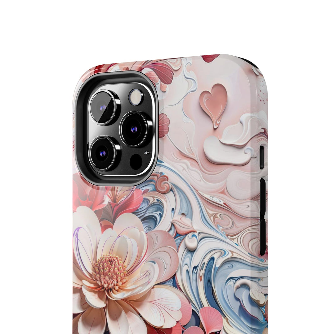 Floral Marble Whirls - Tough Phone Case - Phone Case - g(0D·IO) - iPhone 13 Mini - -