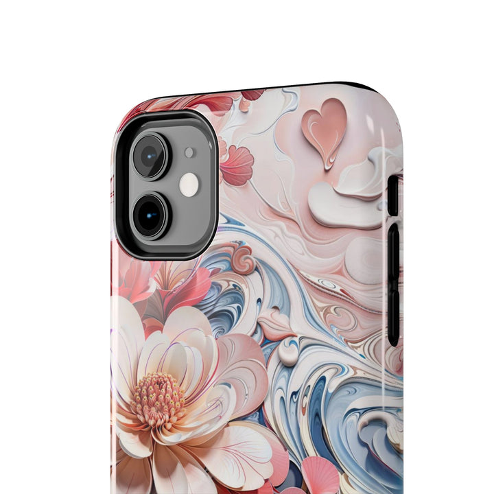 Floral Marble Whirls - Tough Phone Case - Phone Case - g(0D·IO) - iPhone 13 Mini - -