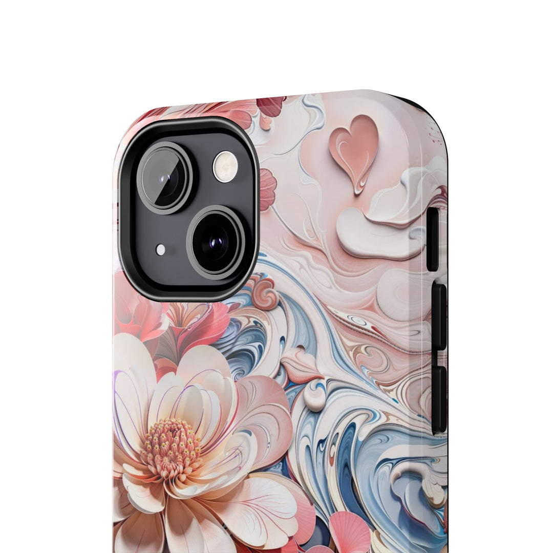 Floral Marble Whirls - Tough Phone Case - Phone Case - g(0D·IO) - iPhone 13 Mini - -