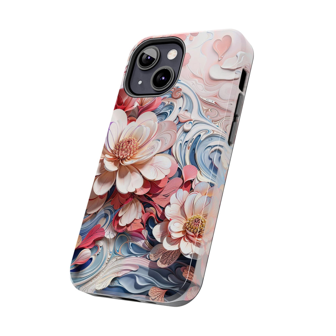 Floral Marble Whirls - Tough Phone Case - Phone Case - g(0D·IO) - iPhone 13 Mini - -