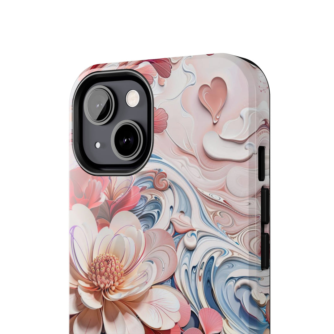 Floral Marble Whirls - Tough Phone Case - Phone Case - g(0D·IO) - iPhone 13 Mini - -