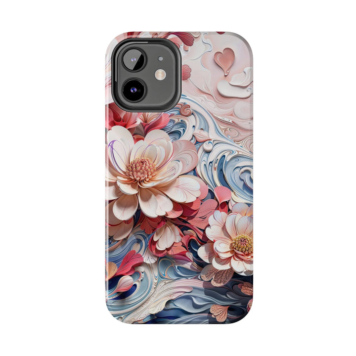 Floral Marble Whirls - Tough Phone Case - Phone Case - g(0D·IO) - iPhone 13 Mini - -