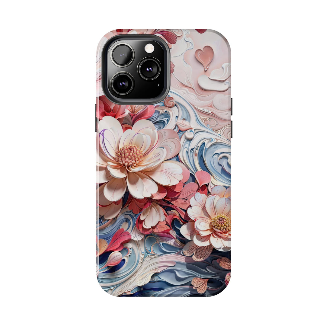 Floral Marble Whirls - Tough Phone Case - Phone Case - g(0D·IO) - iPhone 13 Mini - -