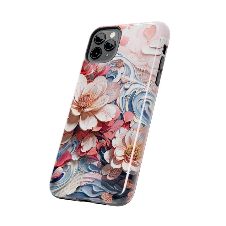 Floral Marble Whirls - Tough Phone Case - Phone Case - g(0D·IO) - iPhone 13 Mini - -