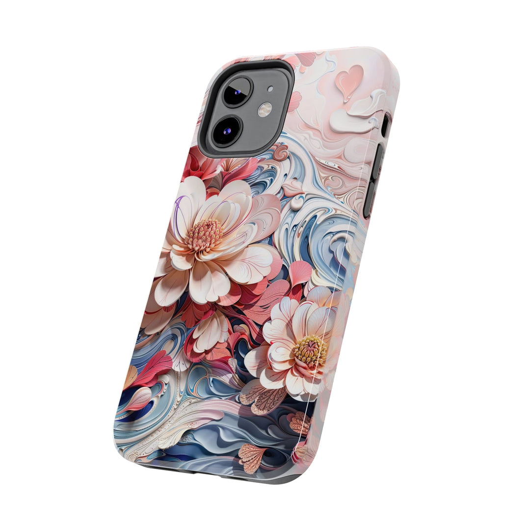 Floral Marble Whirls - Tough Phone Case - Phone Case - g(0D·IO) - iPhone 13 Mini - -