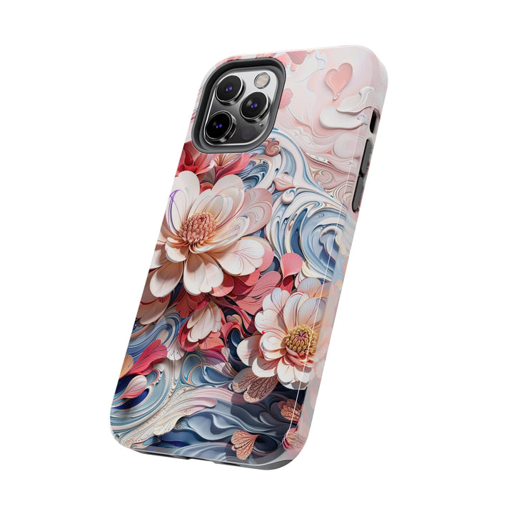 Floral Marble Whirls - Tough Phone Case - Phone Case - g(0D·IO) - iPhone 13 Mini - -