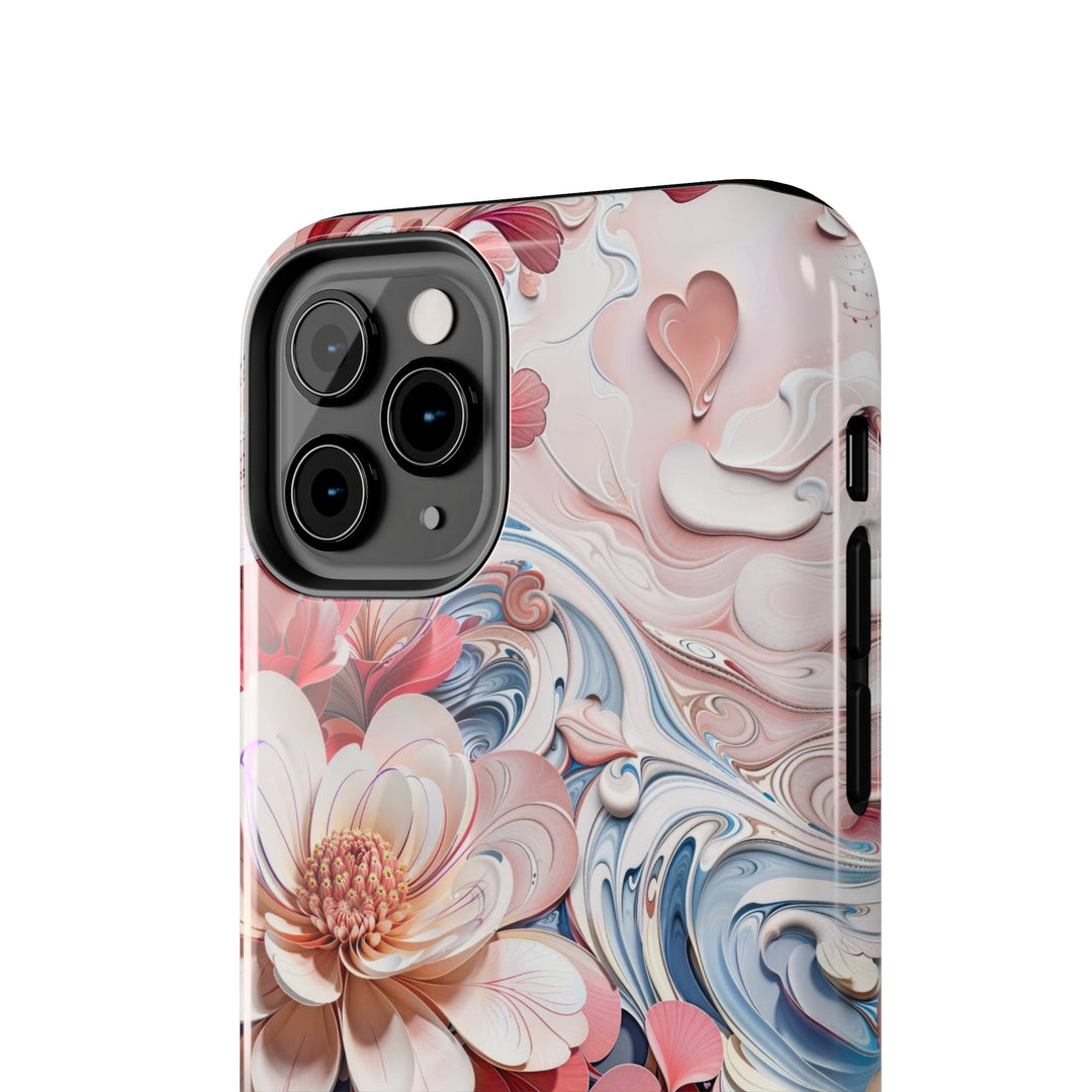 Floral Marble Whirls - Tough Phone Case - Phone Case - g(0D·IO) - iPhone 13 Mini - -