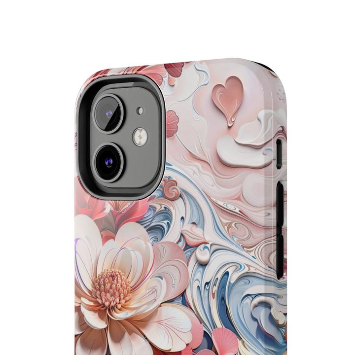 Floral Marble Whirls - Tough Phone Case - Phone Case - g(0D·IO) - iPhone 13 Mini - -