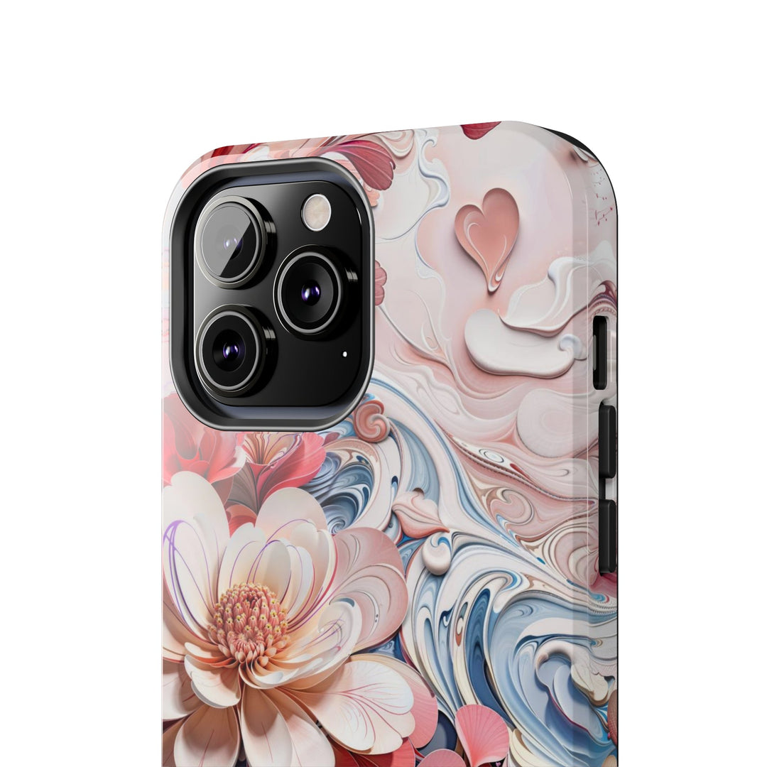 Floral Marble Whirls - Tough Phone Case - Phone Case - g(0D·IO) - iPhone 13 Mini - -