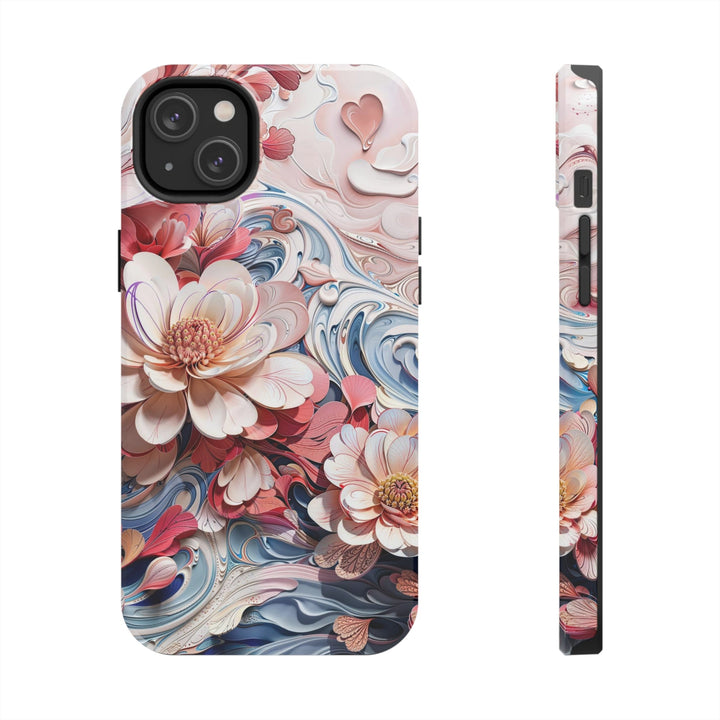 Floral Marble Whirls - Tough Phone Case - Phone Case - g(0D·IO) - iPhone 14 Plus - -