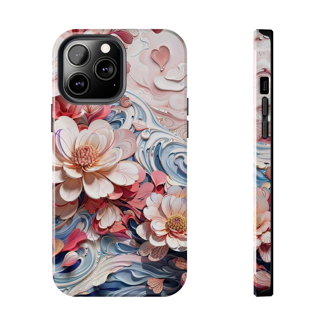 Floral Marble Whirls - Tough Phone Case - Phone Case - g(0D·IO) - iPhone 13 Pro Max - -