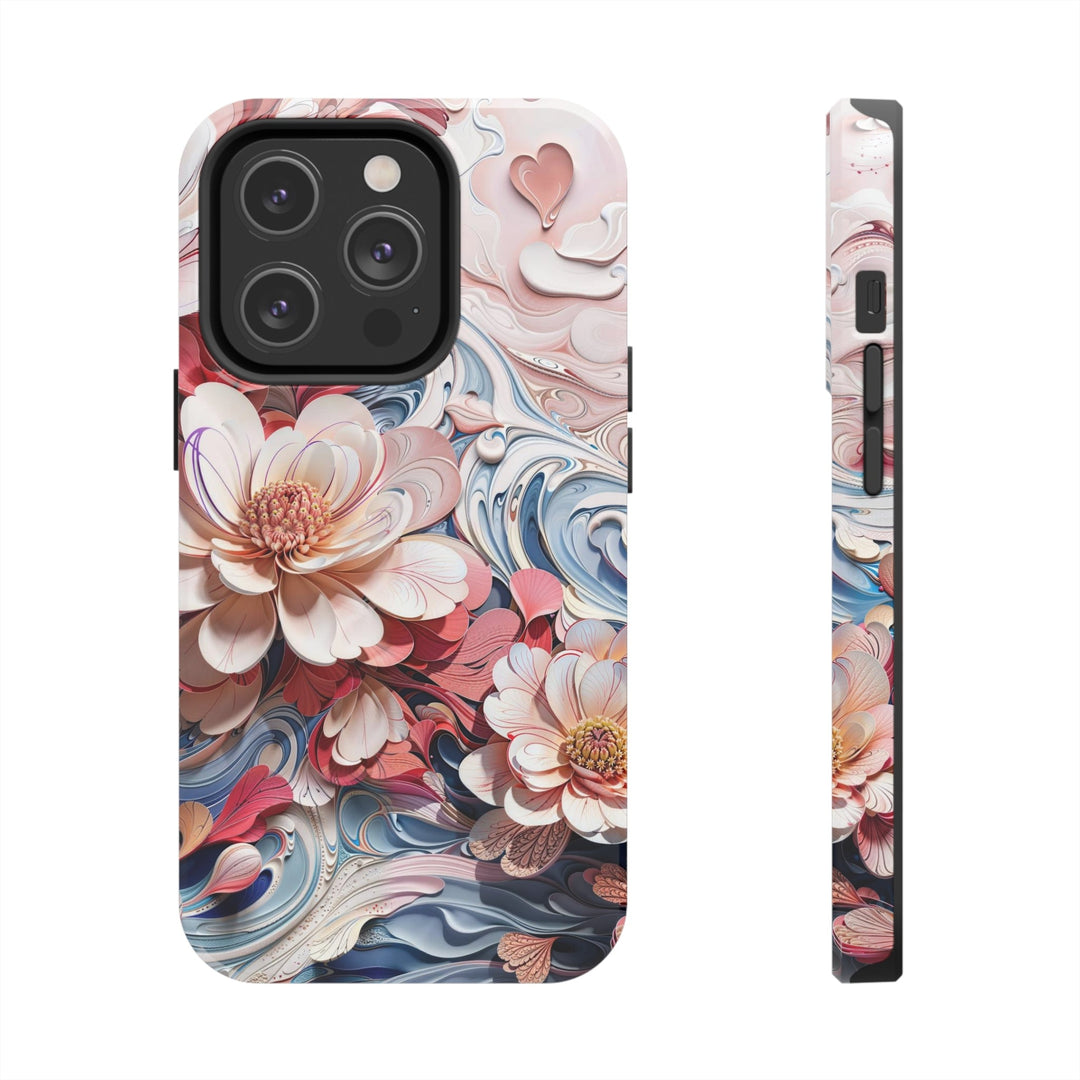 Floral Marble Whirls - Tough Phone Case - Phone Case - g(0D·IO) - iPhone 14 Pro - -