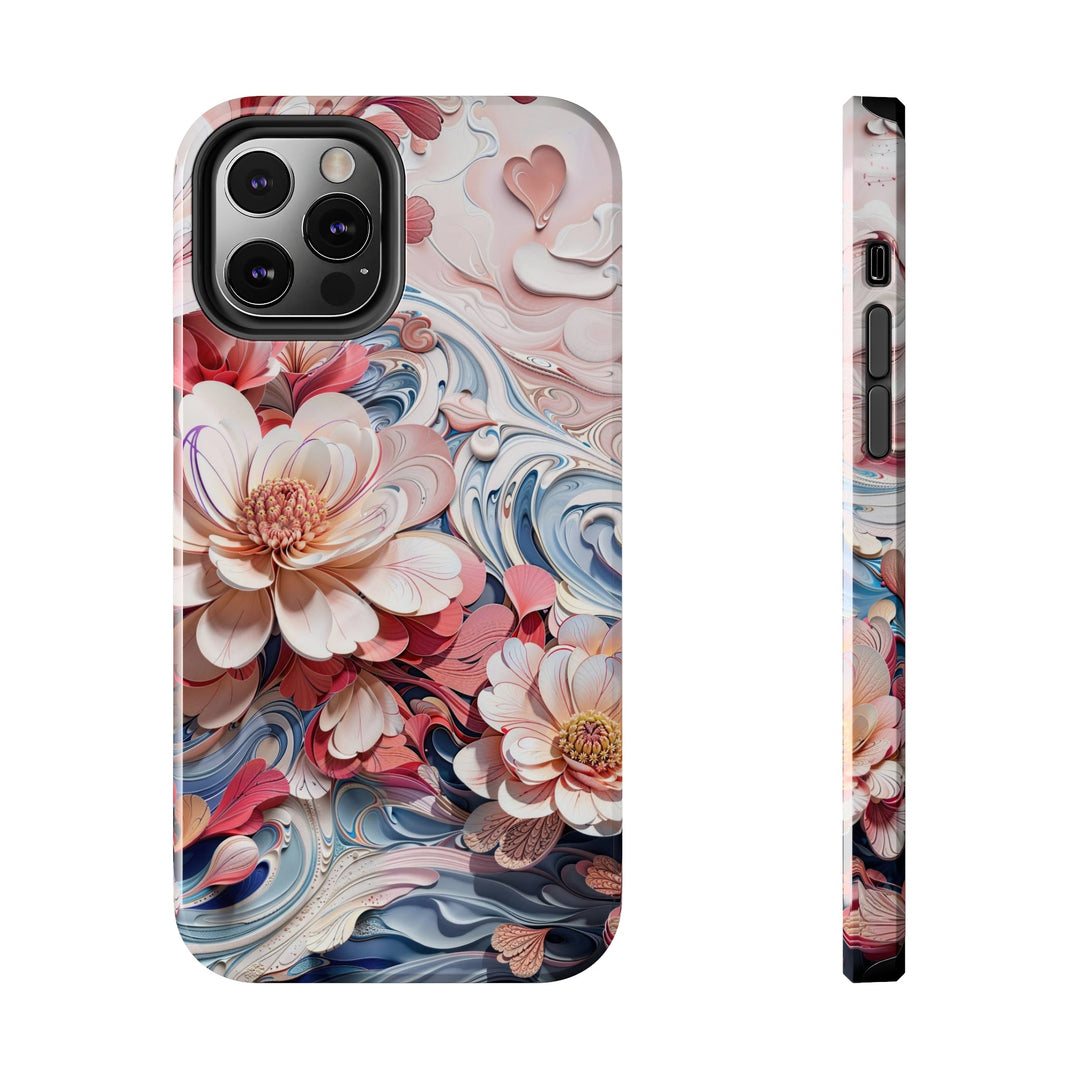 Floral Marble Whirls - Tough Phone Case - Phone Case - g(0D·IO) - iPhone 12 Pro - -