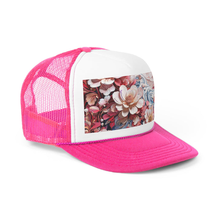 Floral Marble Whirls - Trucker Hat - Hats - g(0D·IO) - Pink - One size -