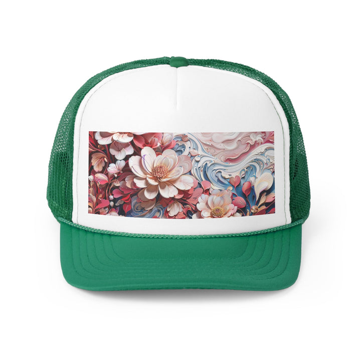 Floral Marble Whirls - Trucker Hat - Hats - g(0D·IO) - Green - One size -