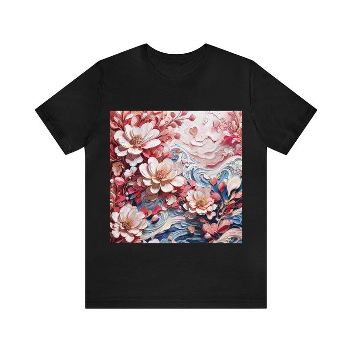 Floral Marble Whirls - Unisex Jersey Short Sleeve Tee - T-Shirt - g(0D·IO) - Black - S -