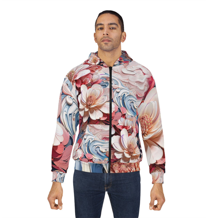 Floral Marble Whirls - Unisex Zip Hoodie - All Over Prints - g(0D·IO) - XS - -